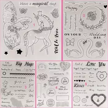 Прозрачный силиконовый прозрачный штамп на День святого Валентина с юбилеем для печати DIY Скрапбукинг альбом прозрачные штампы цветок любовь сердце No.6-Love Dress