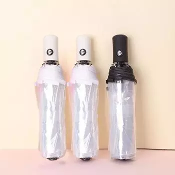 Прозрачный складной автоматический зонт для мужчин, черный деловой зонт от дождя с волнистыми краями, женский пластиковый прозрачный женский зонтик