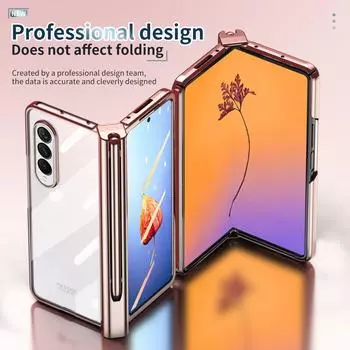 Прозрачный складной чехол с защитой от падений для Samsung Galaxy Z Fold 4 5g Fold4 Fold3 Fold2 Fold 3 2, защитная стеклянная пленка с S Pen for Galaxy Z Fold 3 чистый