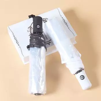 Прозрачный складной зонт, полностью автоматический зонт, креативный, тройной, студенческий, прочный, утолщенный