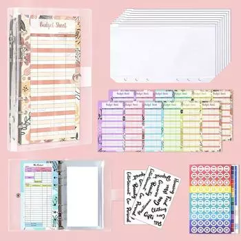 Прозрачный скоросшиватель с отрывными листами Водонепроницаемый скоросшиватель для экономии денег A6 Планировщик бюджета Школьные канцелярские принадлежности Set 1