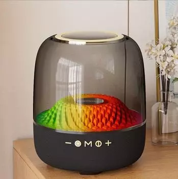 Прозрачный стеклянный Bluetooth-динамик LP90 с красочным звуком и сабвуфером Home Surround top чёрный