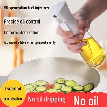 Прозрачный стеклянный флакон-распылитель для масла для кухни: Аксессуар для фритюрницы с точным распылением и контролем масла cover белый