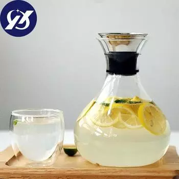 Прозрачный стеклянный графин 1 л/1,5 л с крышкой из нержавеющей стали, графин для вина, термостойкий кувшин для молочного сока, подарки, бутылка для воды, чайник 1L