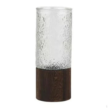 Прозрачный стеклянный контейнер с деревянным основанием, современная ваза для цветов для дома transparent
