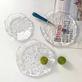 Прозрачный стеклянный поднос Декоративные подносы для хранения ювелирных изделий Кружка для кофе Фрукты Десерт Торт Тарелки Декор для рабочего стола Украшение стола