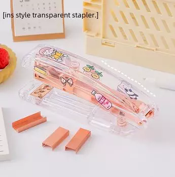 Прозрачный степлер MUJI Rose Gold — простой ручной степлер большого размера для офиса и студентов