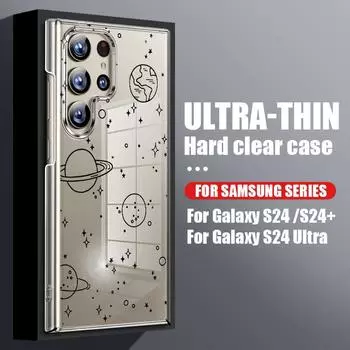 Прозрачный тонкий чехол с принтом маршрута самолета для Samsung S24 FE S23 Ultra S22 S21 A16 A15 A55 A35 A14 A54 Planet Astronaut, противоударный жесткий чехол для задней панели из ПК Samsung S24 FE
