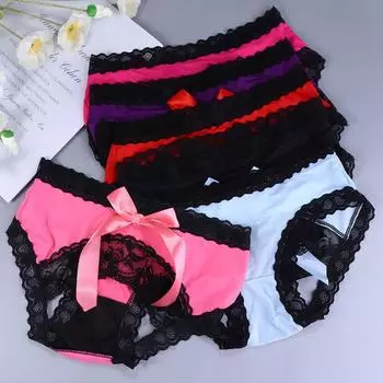 Прозрачный тонкий кружевной спандекс бант женское сексуальное нижнее белье эротическое нижнее белье стринги