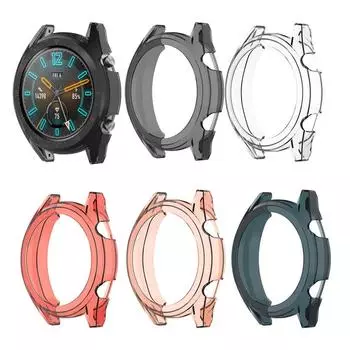 Прозрачный тонкий защитный чехол из ТПУ для часов Huawei-Watch GT2 46 мм One size чёрный