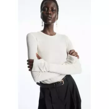 Прозрачный топ приталенного кроя COS Japan из шерсти мериноса offwhite/XS