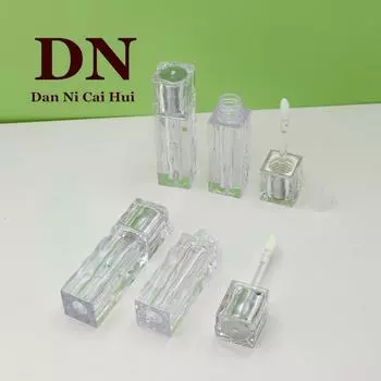 Прозрачный тюбик блеска для губ Square Wave, 3 мл - Упаковка для блеска для губ/косметики Wave pattern, 3ml прозрачный