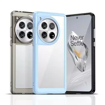 Прозрачный ударопрочный чехол TPU для OnePlus 12 12R защитная рамка полная защита цветной прозрачный чехол OnePlus 12 синий