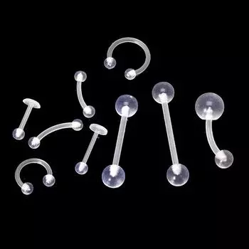Прозрачный УФ-акриловый нос-гвоздик для бровей, кольцо для пирсинга, набор украшений, 9 шт.