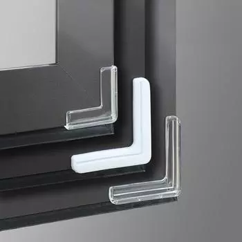 Прозрачный угол для предотвращения столкновений, угол для окна, угол для предотвращения столкновений, мягкий сломанный мост, алюминиевое окно, для предотвращения столкновений, прямой угол Small 4.5*4.5*1.5*1.5cm белый