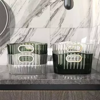 Прозрачный универсальный ящик большой емкости для хранения с ручкой Контейнер для хранения канцелярских принадлежностей и косметики S золотистый