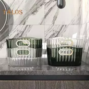 Прозрачный универсальный ящик большой емкости для хранения с ручкой Контейнер для хранения канцелярских принадлежностей и косметики S золотистый