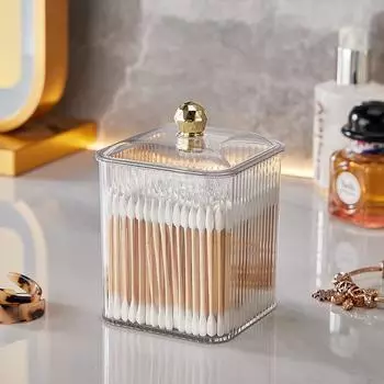 Прозрачный ватный тампон для хранения зубочисток Настольный пылезащитный ватный диск для снятия макияжа Хранение косметики с губной помадой