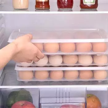 Прозрачный видимый контейнер для яиц с крышкой, 2 шт., штабелируемый холодильник большой емкости, прямоугольник для пищевых продуктов