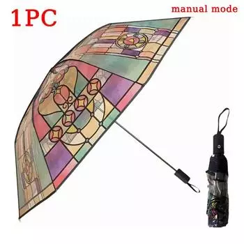 Прозрачный винтажный зонт с тропическим лесом в британском стиле, прозрачный стеклянный прозрачный зонт от дождя с длинной ручкой, автоматический зонт