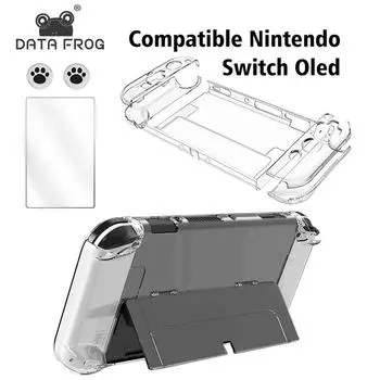 Прозрачный защитный чехол DATA FROG для Nintendo Switch, OLED-консоль, кристально чистый ПК, защита от падения, аксессуары для OLED-переключателей Model A белый
