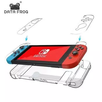 Прозрачный защитный чехол DATA FROG для Nintendo Switch, чехол с защитой экрана из закаленного стекла для консоли Nintendo Switch
