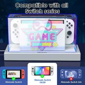 Прозрачный защитный чехол для дисплея от пыли для Nintendo Switch/OLED Host Shell Светящийся чехол для основания NS Games Аксессуары