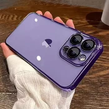 Прозрачный защитный чехол для телефона с фиолетовым покрытием для Iphone 14 12 13 11 Pro Max 14pro 14plus, мягкая силиконовая прозрачная задняя крышка For iPhone 14Plus