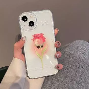 Прозрачный защитный чехол INS Pink Rose для iPhone 11, 12, 13, 14, 15 iPhone 13
