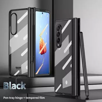 Прозрачный защитный чехол из закаленного стекла для Samsung Galaxy Z Fold 4 5g Fold3 Fold4 Fold2 Fold 2 3 S Складные чехлы с держателем ручки for Galaxy Z Fold 4 чёрный