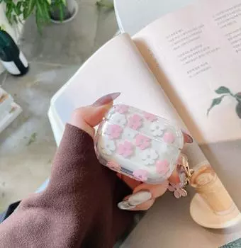 Прозрачный защитный чехол с блестящими цветами для AirPods Pro 2-го поколения 3rd Gen