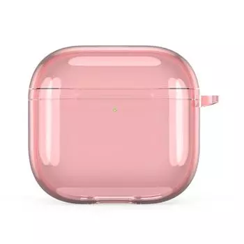 Прозрачный защитный чехол с карабином TPU Cover для Airpods 4(Прозрачный розовый)