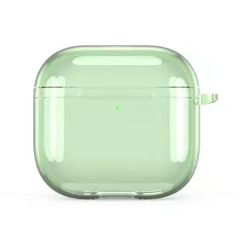 Прозрачный защитный чехол с карабином TPU Cover для Airpods 4(Прозрачный зеленый)