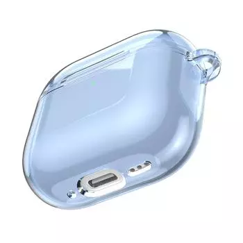 Прозрачный защитный чехол с карабином TPU Cover для Airpods 4 (Прозрачный синий)