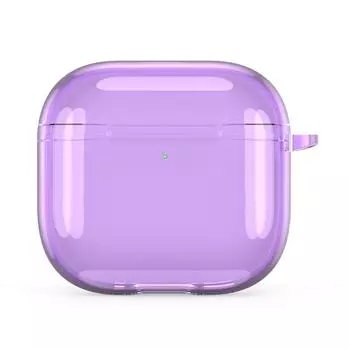 Прозрачный защитный чехол с карабином TPU Cover для Airpods 4(Прозрачный фиолетовый)
