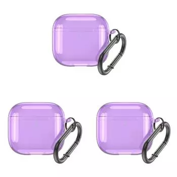 Прозрачный защитный чехол с карабином TPU Cover для Airpods 4(Прозрачный фиолетовый)