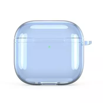 Прозрачный защитный чехол с карабином TPU Cover для Airpods 4 (Прозрачный синий)