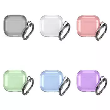 Прозрачный защитный чехол с карабином TPU Cover для Airpods 4 (Прозрачный черный)