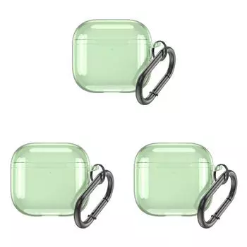 Прозрачный защитный чехол с карабином TPU Cover для Airpods 4(Прозрачный зеленый)
