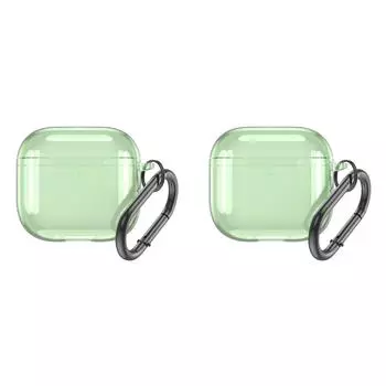 Прозрачный защитный чехол с карабином TPU Cover для Airpods 4(Прозрачный зеленый)