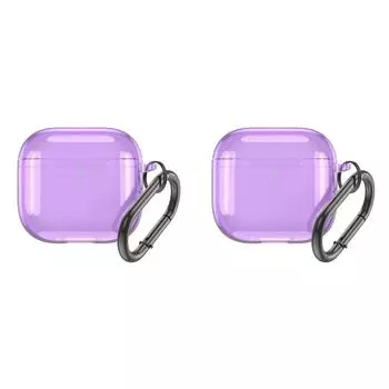 Прозрачный защитный чехол с карабином TPU Cover для Airpods 4(Прозрачный фиолетовый)