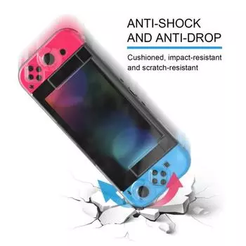 Прозрачный защитный чехол с полной защитой, противоударный, устойчивый к царапинам, легко подключаемый базовый корпус для Nintendo Switch чёрный/чистый