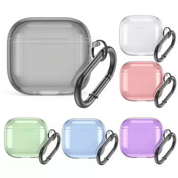 Прозрачный защитный чехол TPU противоударный защитный чехол с карабином прозрачный чехол для Apple Airpods 4 2024 Transparent Purple