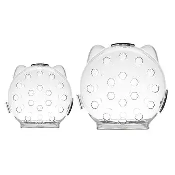 Прозрачный защитный шлем для головы питомца, дышащий, против укусов и облизывания, милый дизайн кошачьих ушей, шлем для восстановления small