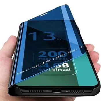 Прозрачный зеркальный флип-кожаный зеркальный чехол для телефона для Xiaomi Redmi Note 13 Note13 Pro Plus 13C K70E Poco X6 Pro 5G 4G противоударный держатель-подставка полное покрытие For Redmi Note 13 Pro 5G чёрный