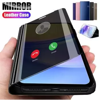 Прозрачный зеркальный кожаный флип-чехол для книги для Samsung Galaxy A05 A05S A15 A25 A35 A55 A 55 5G, прозрачный защитный чехол для всего тела For Samsung Galaxy A55 5G чёрный