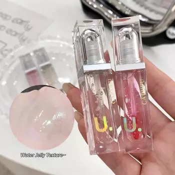 Прозрачный желейный зеркальный блеск для губ Увлажняющая глазурь для губ Water Light Crystal Clear Увлажняющий блеск для губ, придающий объем, масло-основа под макияж 01