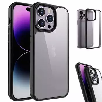 Прозрачный жесткий акриловый чехол для телефона iPhone 14 15 Pro Max противоударный чехол Funda iPhone 11 12 13 Pro силиконовая рамка задняя крышка For iPhone15 Pro Max фиолетовый