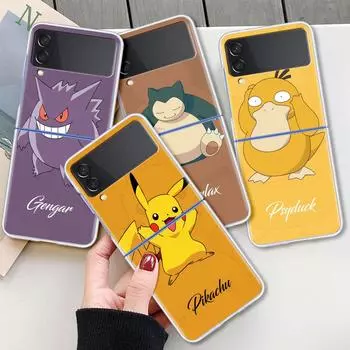 Прозрачный жесткий чехол для Samsung Galaxy Z Flip 3 5G, роскошный чехол для телефона ZFlip3, модный противоударный чехол для ПК, Fundas, аниме Pokemon Samsung Z Flip