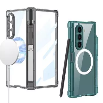 Прозрачный жесткий чехол для телефона из ПК для Samsung Galaxy Z Fold 6, противоударный чехол Z Fold 6 с кронштейном для защиты экрана For Galaxy Z Fold 6 чёрный